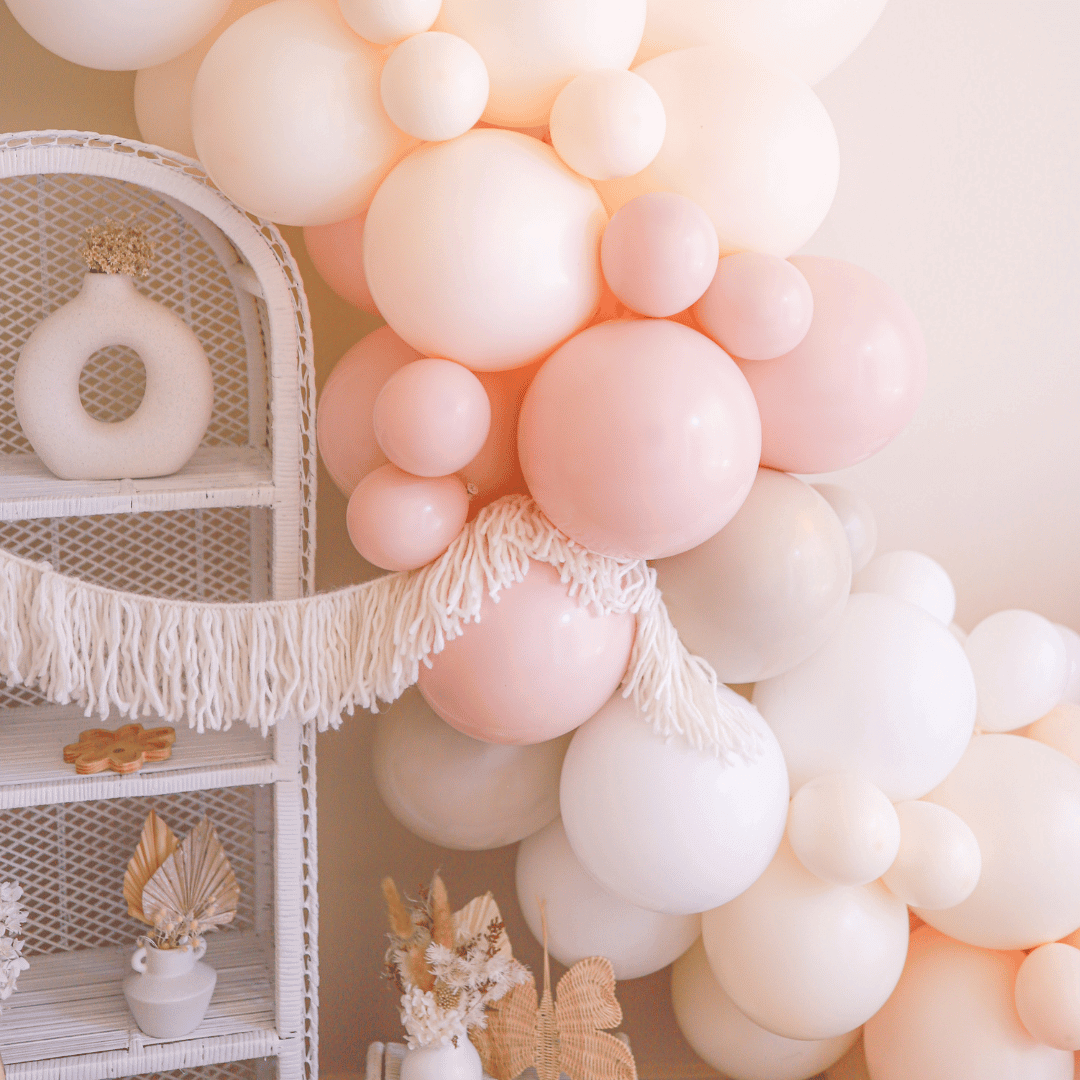 Peach and Gold Party Streamers Backdrop
