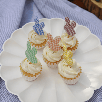Checked bunny cupcake toppers - Pack of 12