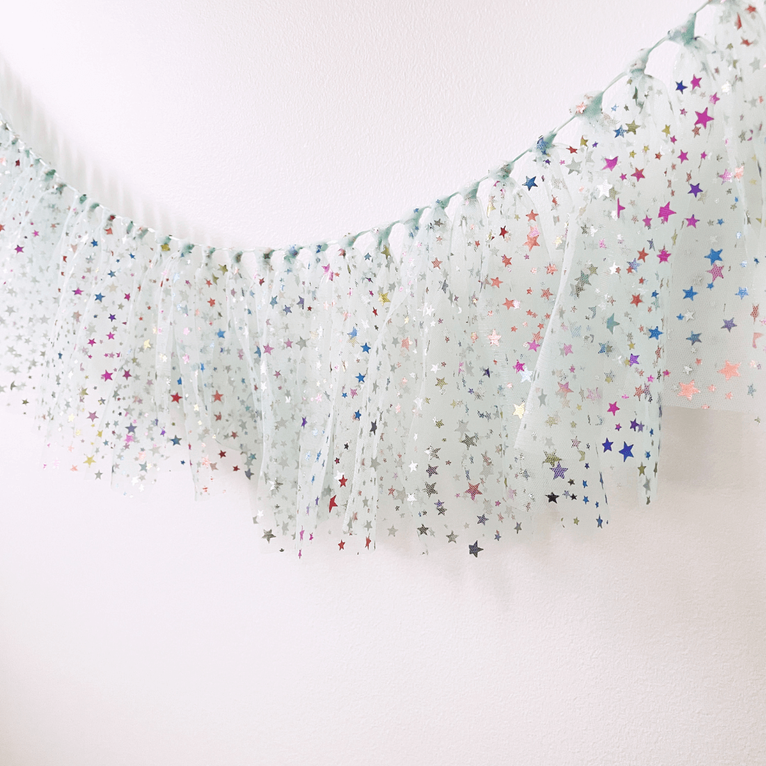 Rainbow Star Tulle Party Garland  Handmade Party Decorations – The Little  Shindig Shop