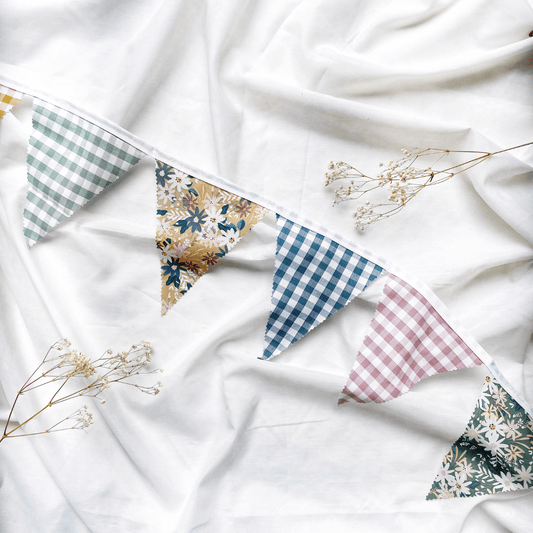 Floral fabric party bunting - easter bunting