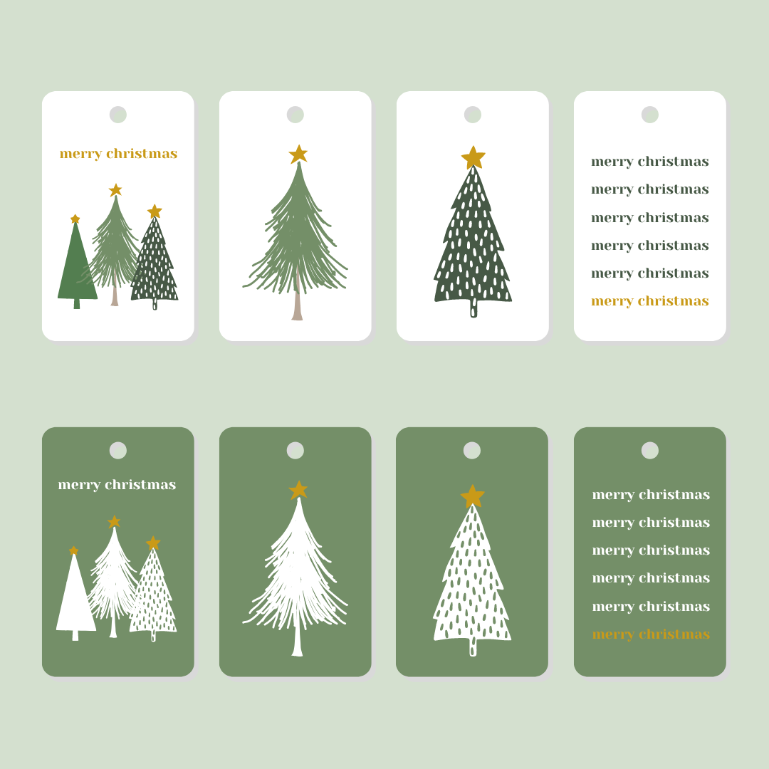 Printable Sage Green Christmas Gift Tags - DIGITAL FILE ONLY
