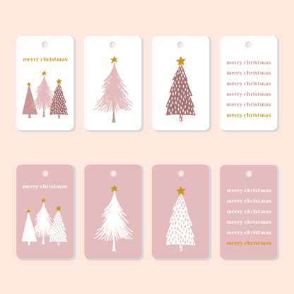 Set of 8 printable pink Christmas gift tags- Christmas gift wrapping - The Little Shindig Shop