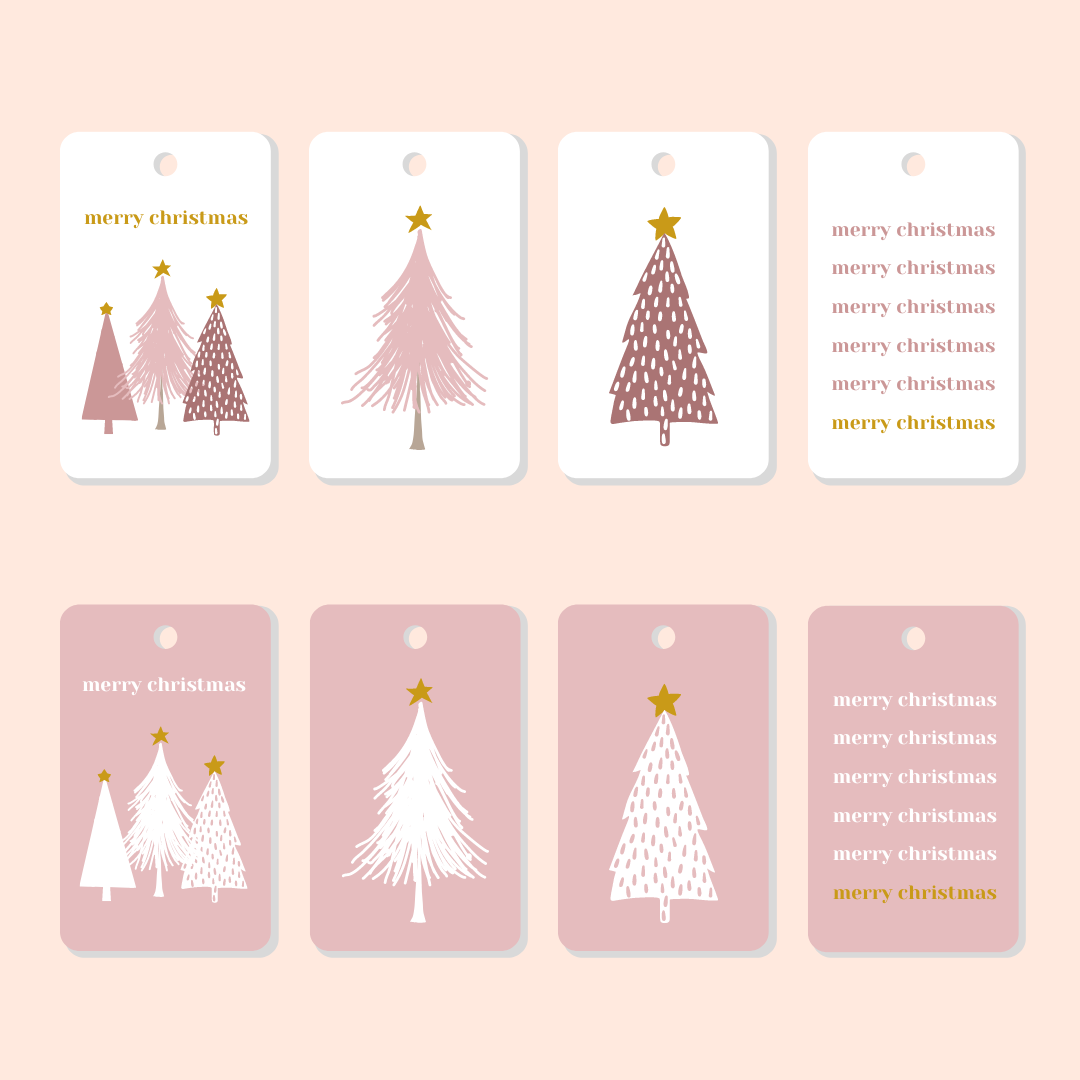 Printable Pink Christmas Gift Tags, Handmade Party Decorations