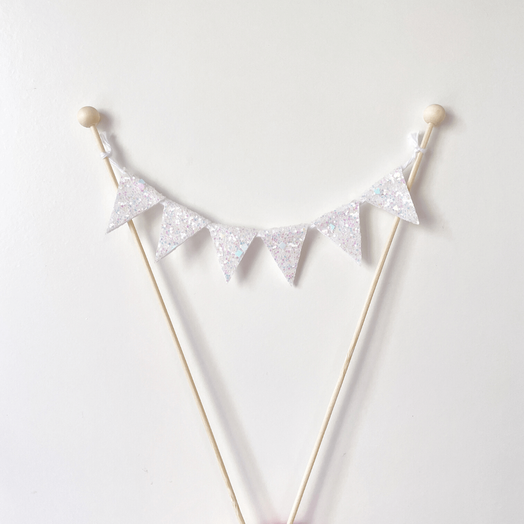 white glitter bunting frozen party
