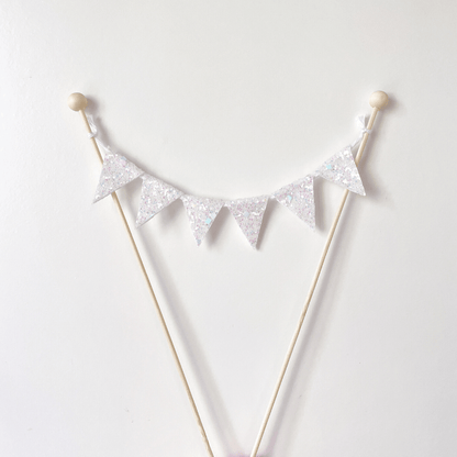 white glitter bunting frozen party